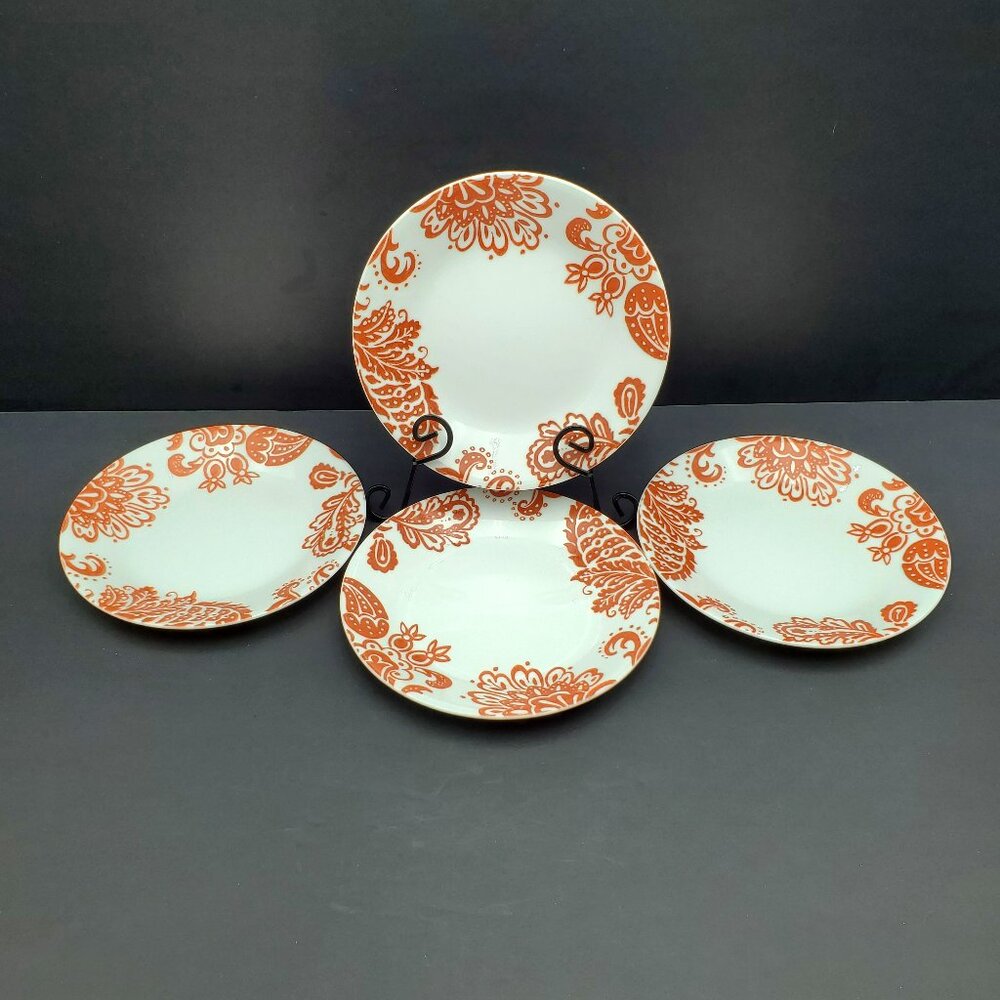 Corelle Red Paisley Bread & Butter Plates Corning Red Dessert Appetizer Plates
